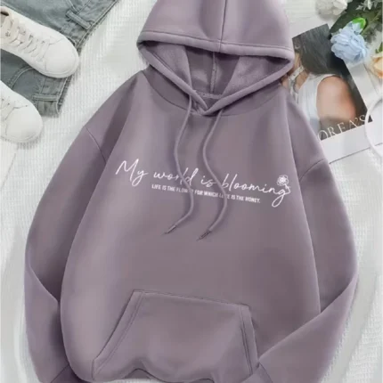 Women's My World is Blooming Light Purple Hoodie
