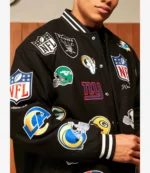 National Football League 2025 All Team Badges Unisex Black Wool Varsity Jacket