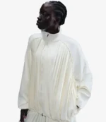 Women's Nike Pleated White Zip-Up Track Jacket