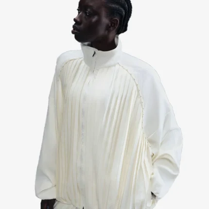 Women's Nike Pleated White Zip-Up Track Jacket