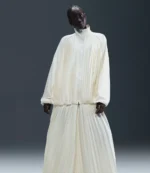 Nike Pleated White Zip-Up Track Jacket