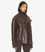 Unisex Oversized Brown Moto Leather Jacket