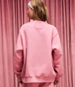 Parke Women’s Valentine’s 2026 Jean Heart Varsity Mockneck Fleece Sweatshirt in Pink & Grey For Unisex