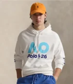 Unisex Polo Ralph Lauren Australian Open 2026 White Fleece Pullover Hoodie