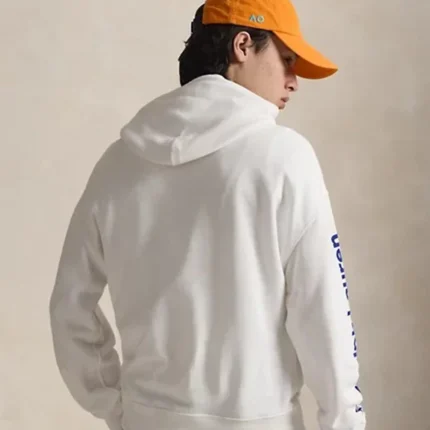 Polo Ralph Lauren Australian Open 2026 White Fleece Pullover Hoodie