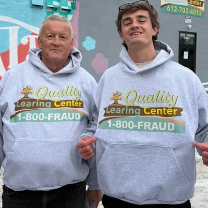 Unisex Quality Learning Center Grey Pullover Fleece Hoodie