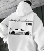 Unisex Racing Style Element Pattern Print Hoodie Multicolor