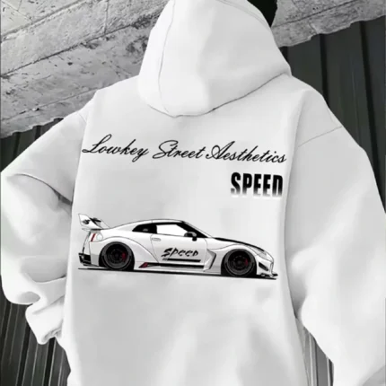 Unisex Racing Style Element Pattern Print Hoodie Multicolor