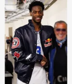 Unisex Red Bull x Jeff Hamilton AJ Dybantsa BYU 3 Limited-Edition Black Leather Jacket