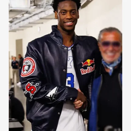 Unisex Red Bull x Jeff Hamilton AJ Dybantsa BYU 3 Limited-Edition Black Leather Jacket