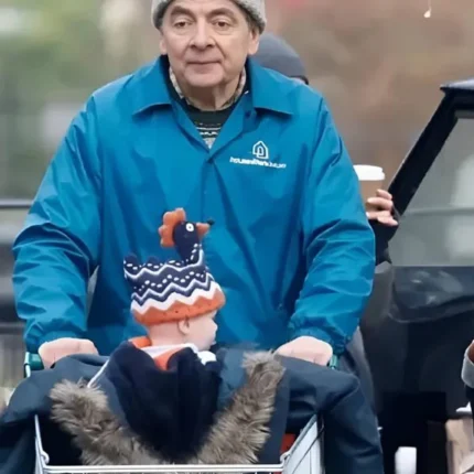 Unisex Rowan Atkinson TV Series Man vs Baby 2025 Trevor Bingley Housesitters Deluxe Blue Jacket