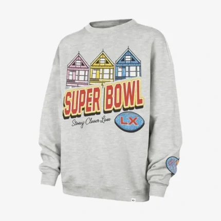 Stoney Clover Lane 2026 Super Bowl LX ’47 Oversized Grey Crewneck Sweatshirt For Unisex