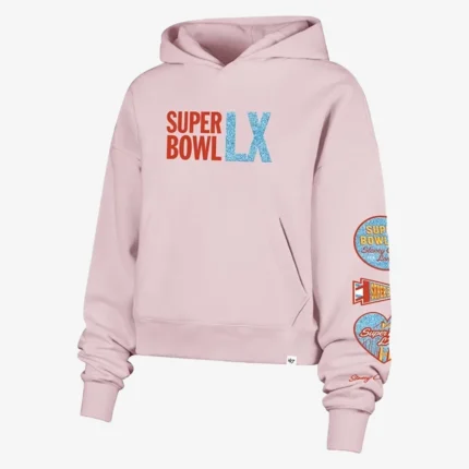 Stoney Clover Lane 2026 Super Bowl LX ’47 Women’s Crop Pink Hoodie For Unisex