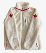 Team Canada Heated Rivalry Shane Hollander White Sherpa Fleece Jacket For Men