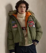 Team USA Polo Ralph Lauren 2026 Milano Cortina Olympic Fur Hooded Bomber Jacket