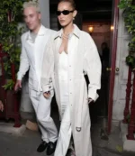 American Model Bella Hadid Art Club 2026 White Long Perforated Coat For Unisex