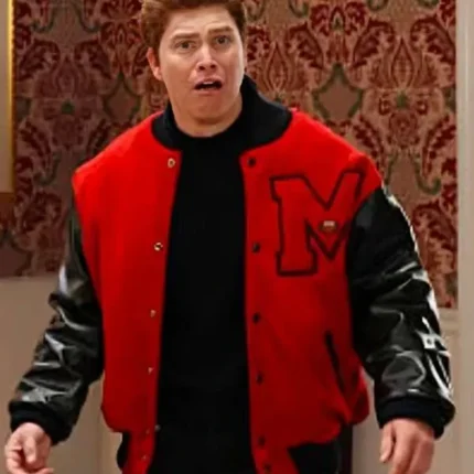 Colin Jost Saturday Night Live S51 Red and Black Letterman Jacket