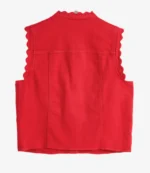 Hazel Doupe Sanctuary A Witches Tale S02 Harper Fenn Red Denim Scalloped Vest For Women