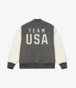 Heather Gray-Cream Team USA Coach Snoop Full-Snap Varsity Jacket