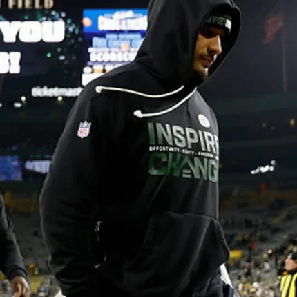 Jordan Love Green Bay Packers 2025 Inspire Change Opportunity Equity Freedom Justice Nike Sideline Pullover Black Hoodie