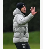 Liam Rosenior Chelsea Training Session Grey Puffer Jacket For Unisex