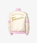 Minnesota Timberwolves Pink Full-Snap Varsity Jacket For Unisex