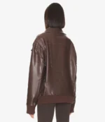 Oversized Brown Moto Leather Jacket