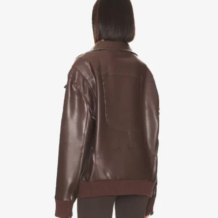 Oversized Brown Moto Leather Jacket