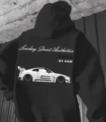 Racing Style Element Pattern Print Hoodie Multicolor