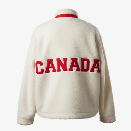 Team Canada Heated Rivalry Shane Hollander White Sherpa Fleece Jacket