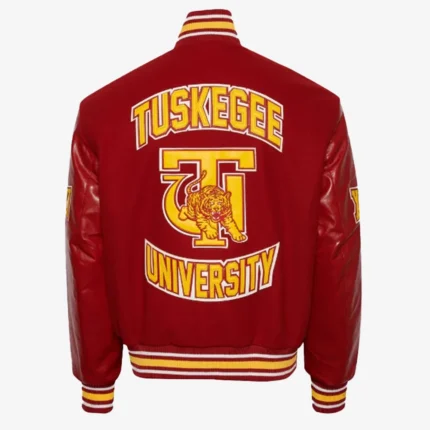 Tuskegee Golden Tigers 2025 TU Red Wool and Leather Collage Varsity Jacket