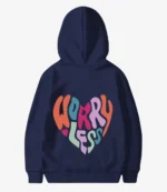 Worry Less Printed Blue Hoodie For Unisex