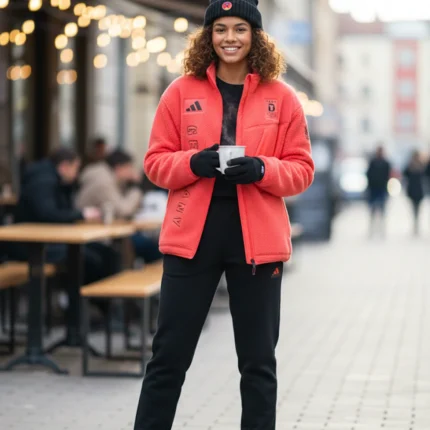 Winter Olympics 2026 Adidas Team Germany Red Sherpa Fleece Jacket