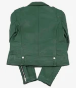 Cropped Leather Biker Jacket with Asymmetric Zip Closure For Women