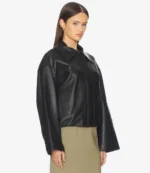 Millie Oversized Black Leather Jacket For Womens