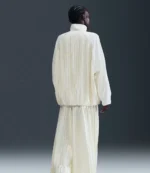 Nike Pleated White Zip-Up Track Jacket For Women