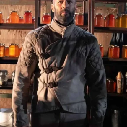Unisex Jason Statham The Beekeeper 2 Adam Clay Beige Quilted Jacket