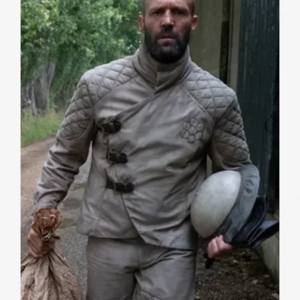 Jason Statham The Beekeeper 2 Adam Clay Beige Quilted Jacket