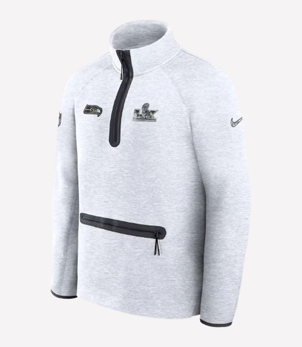 Seattle Seahawks Super Bowl LX Opening Night Tech Fleece Grey Jacket Seattle Seahawks Super Bowl LX Opening Night Tech Fleece Jacket