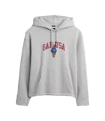 Unisex 2026 Gap USA Oversized Grey Pullover Fleece Hoodie