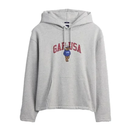 Unisex 2026 Gap USA Oversized Grey Pullover Fleece Hoodie