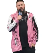 2026 SmackDown Wrestler Kevin Owens Pink Hooded Jacket For Men & Women