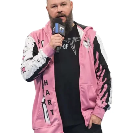 2026 SmackDown Wrestler Kevin Owens Pink Hooded Jacket For Men & Women