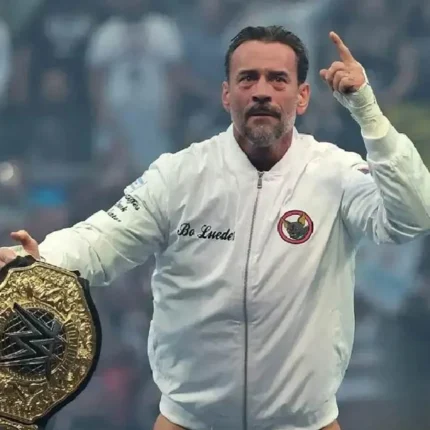 Unisex 2026 WrestleMania 42 CM Punk White Bomber Jacket