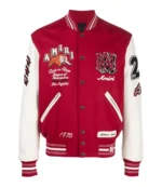 Amiri Logo-Patch Black and Red Varsity Jacket For Unisex