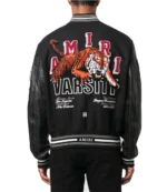 Amiri Logo-Patch Black and Red Varsity Jacket
