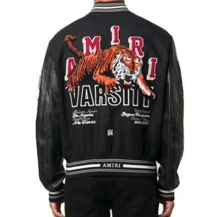 Amiri Logo-Patch Black and Red Varsity Jacket