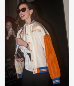 Unisex Anne Hathaway New York Knicks Varsity Bomber Jacket