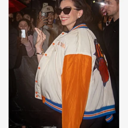 Anne Hathaway New York Knicks Varsity Bomber Jacket