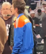Atlanta Hawks v New York Knicks 2026 Timothée Chalamet Adidas Blue and Orange Track Jacket